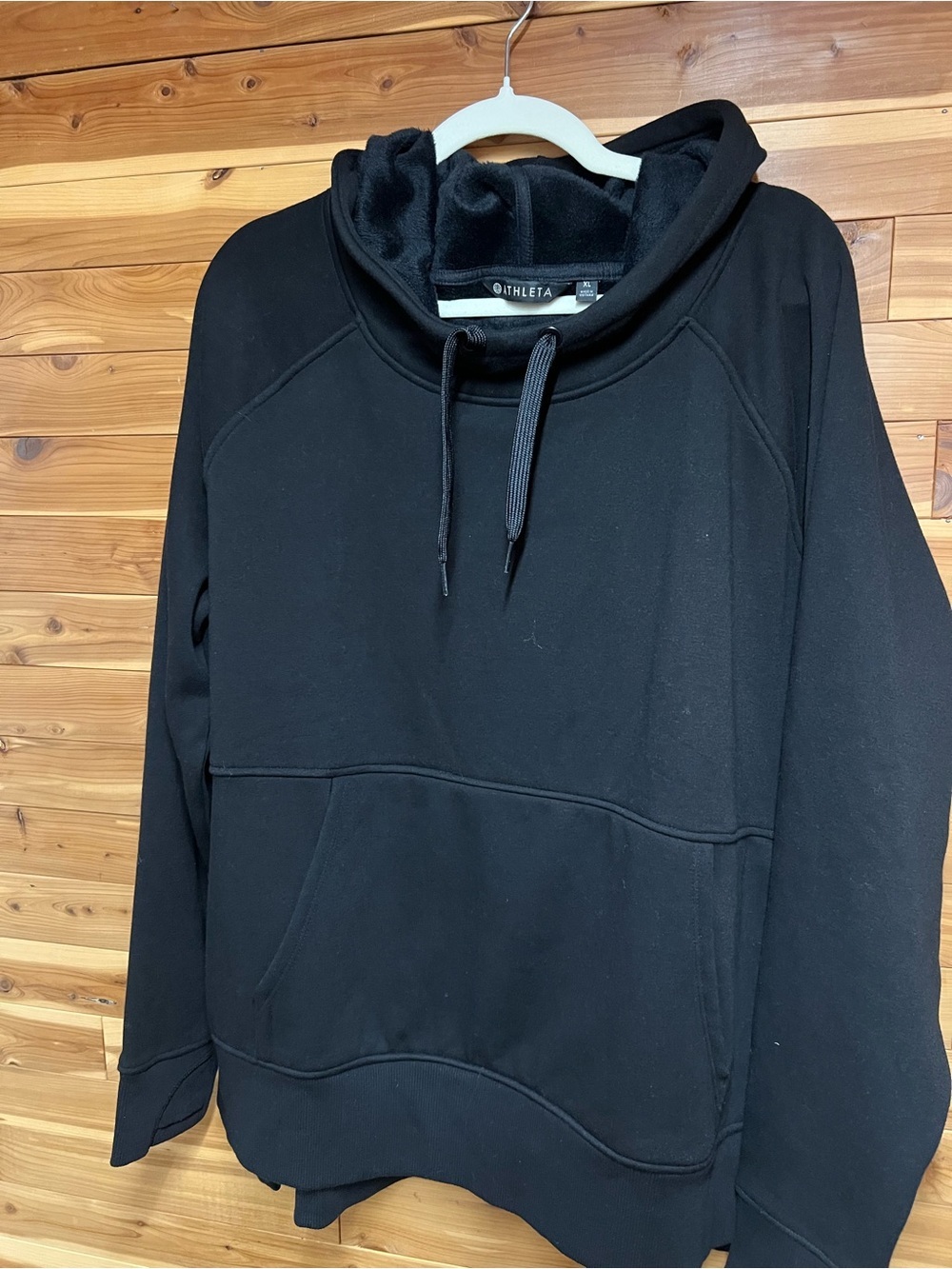 Athleta Men's Black Cozy-Lined Pullover Hoodie